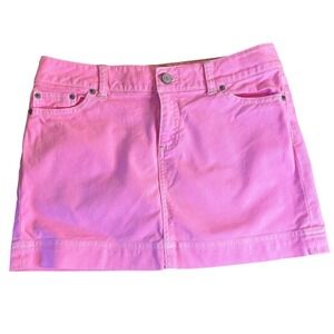 Lilly Pulitzer Pink Denim Mini Skirt Womens Size 2 Casual Trendy Y2K